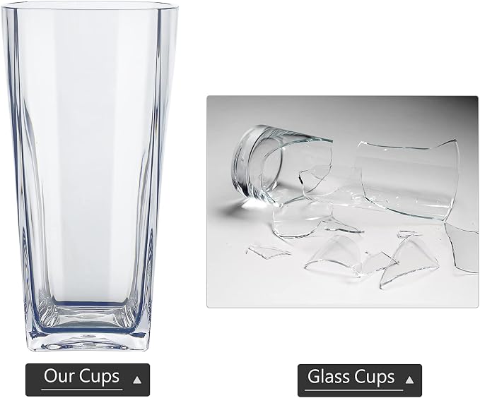 Top-spring 20 Oz Reusable Plastic Water Tumbler 6pcs Clear BPA Free | Thickened - Image 3
