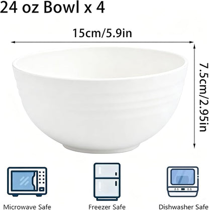 Unbreakable Wheat Straw Cereal Bowls Set of 4, 24 OZ Microwave and Dishwasher - Image 2
