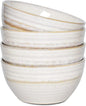 Bosmarlin Ceramic Cereal Bowl Set of 4, 26 Oz, Soup Bowl for Oatmeal, Salad, Dishwasher and Microwave Safe, Reactive Glaze (Beige, 6 in)