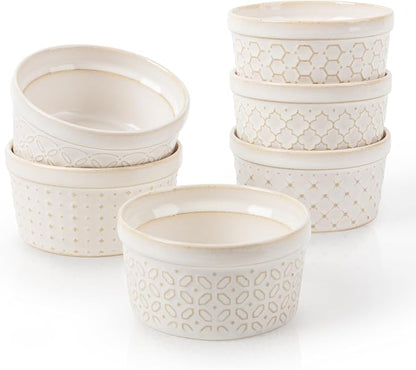 Dowan Ramekins 6 oz Oven Safe for Creme Brulee, Ceramic Small Baking Cups by DOWAN