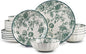 18-Piece Dinnerware Set Service 6, Porcelain Plates and Bowls Set, Vintage by FANGJING