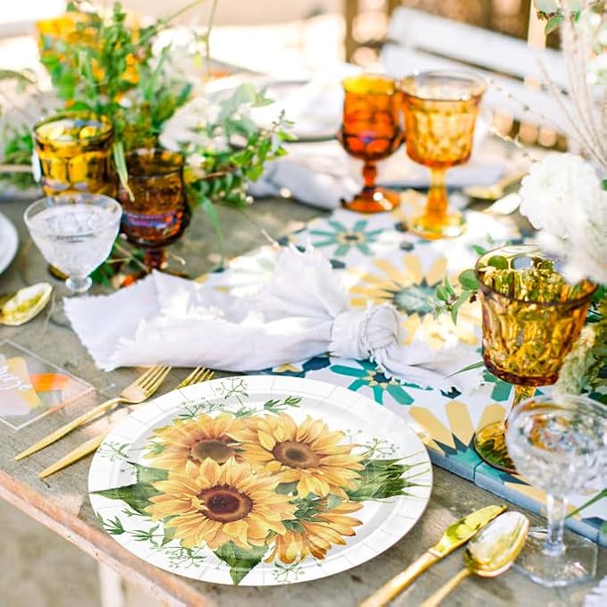 WRAPAHOLIC 25Pcs Sunflower Paper Plates - Image 4