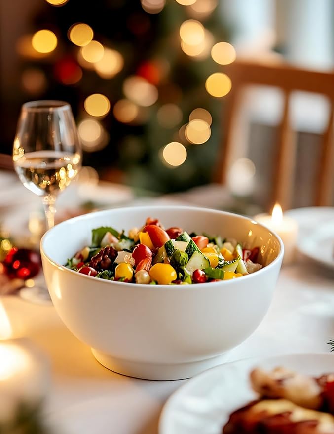 Porcelain Soup Bowls Set of 6, 26 oz Deep Cereal Bowls - Image 8