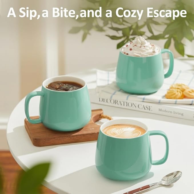Teocera 16oz Ceramic Coffee Mugs Set of 4 – Stackable Latte Cups, Dishwasher & - Image 5