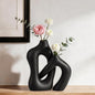 Dowan Black Vases for Decor, Hollow Ceramic Vase Set of 2, 8.3" Nordic Modern by DOWAN