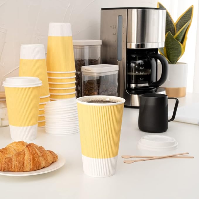 Restaurantware 16 Ounce Double Wall Disposable Coffee Cups, 500 Insulated Light - Image 10