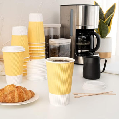 Restaurantware 16 Ounce Double Wall Disposable Coffee Cups, 500 Insulated Light - Image 10