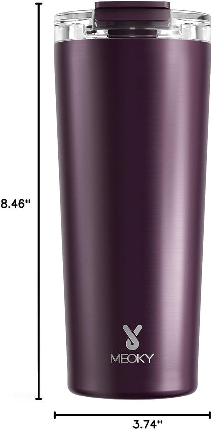 Meoky 24 oz Insulated Travel Coffee Mug: Leak Proof Lid, Plum | Stainless Steel - Image 3