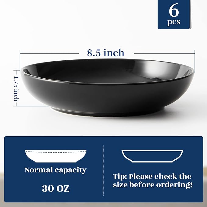 Y YHY Pasta Bowls 30oz, Large Salad Serving Bowls, Shallow Soup Bowls, - Image 6