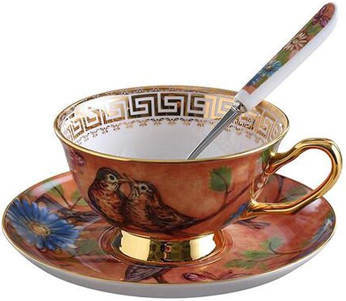 YBK Tech Euro Style Cup& Saucer Set Art Bone China Ceramic Tea Coffee Cup by Eplze