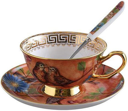 YBK Tech Euro Style Cup& Saucer Set Art Bone China Ceramic Tea Coffee Cup by Eplze