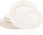U-QE 60 Pcs Ivory Plastic Plates for Party – Scalloped Plastic Plates Heavy Duty & Elegant – Include 30 10.25" Dinner & 30 7.25" Dessert Plates - Perfect for Party & Wedding