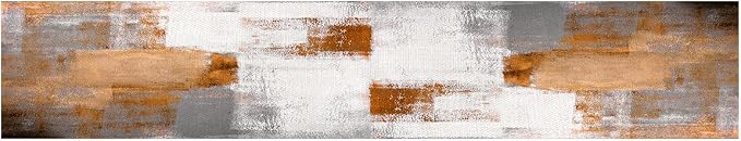 OYIMUA Orange and White Abstract Modern Table Runner, Art Rustic Kitchen Dining - Image 4