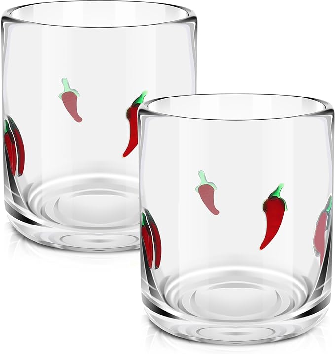 SiliFine 2 PCS Chili Icon Juice Glasses - 14oz Red Chili Stemless Wine Drinking by SiliFine