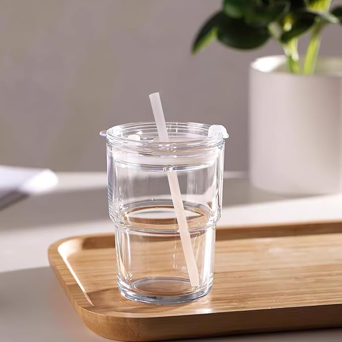 Luxfuel 13 oz Glass Cups with Lids and Straws Reusable Iced Coffee Tumbler | - Image 7