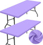 homing 2 Pack Rectangle Table Cloth, Elastic Fitted Fabric Tablecloth Fits for 8 Foot Folding Tables, Washable Table Cover for Picnic, Camping, Indoor & Outdoor (Lavender, 30" x 96")