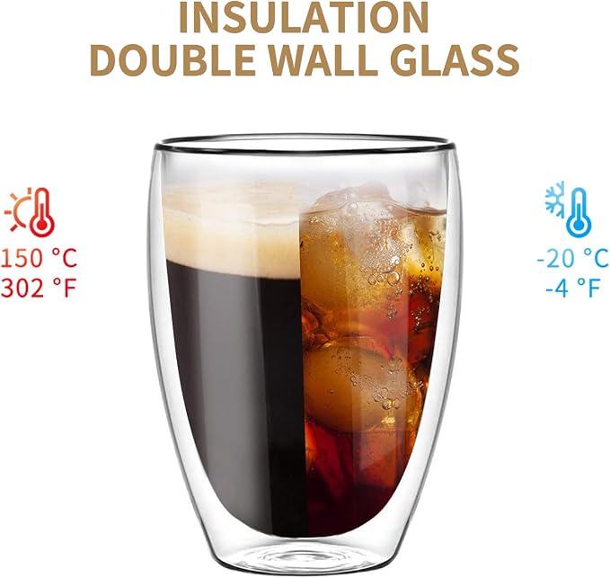6.8OZ Double Wall Espresso Cups Set of 4, Double Wall Insulated Espresso Mugs - Image 4