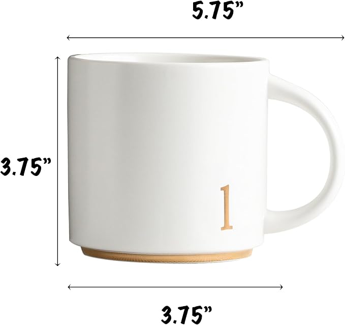 COLLECTIVE HOME Ceramic Coffee Mug, 15 oz Monogram Cup - Image 2