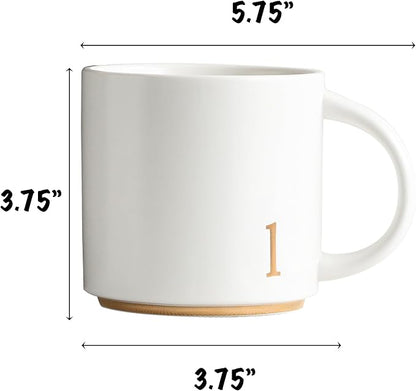 COLLECTIVE HOME Ceramic Coffee Mug, 15 oz Monogram Cup - Image 2