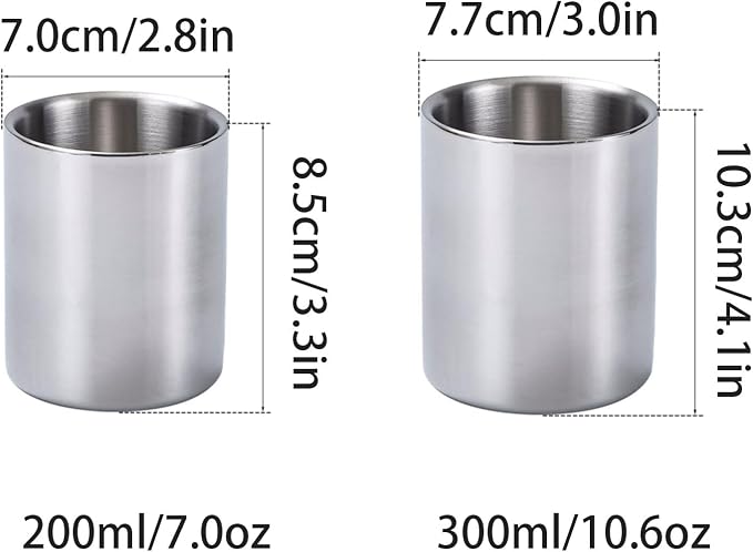 Reusable Double Wall Stainless Steel Cups Insulated Coffee Mug Handleless Beer - Image 2