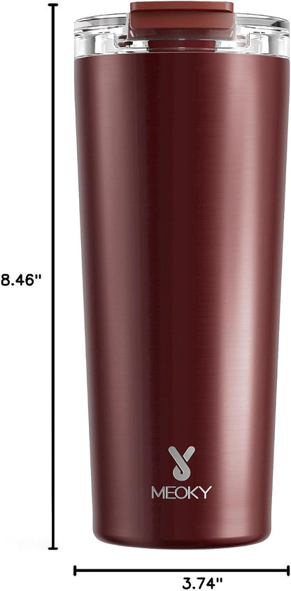Meoky 24 oz Insulated Travel Coffee Mug: Leak Proof Lid, Mahogany | Stainless - Image 3
