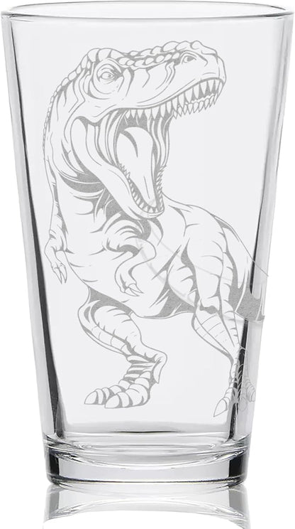LumEngrave T-REX DINOSAUR BODY Engraved Pint Glass | Great Gift Idea for Dino Lovers and Paleontology Enthusiasts!