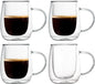 Wlasss Espresso Cups, 7.4oz/210ml Double Walled Glass Coffee Mugs Set of 4 by WlasssLightweightGlasswareMakingLifeEasier