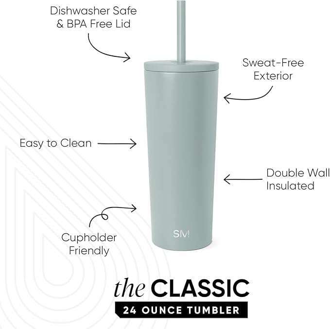 Simple Modern Iced Coffee Tumbler, Insulated | 24oz | Green | Reusable - Image 2