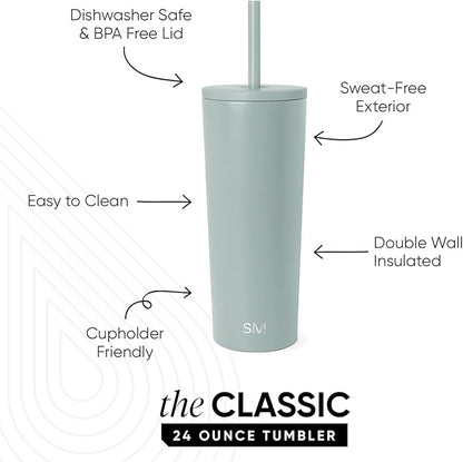 Simple Modern Iced Coffee Tumbler, Insulated | 24oz | Green | Reusable - Image 2