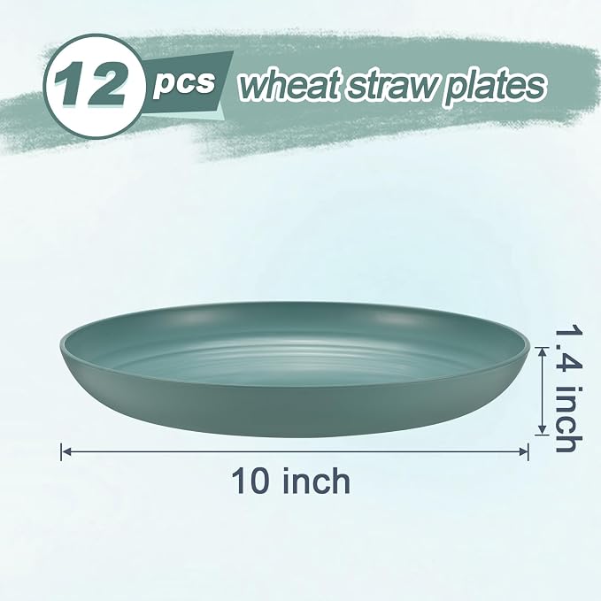 HEYCOME 12 Pcs Unbreakable Deep Dinner Plates Set, 10 inch Reusable Plastic - Image 2