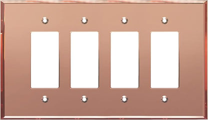 LIDER Reflective Acrylic Decorator Wall Plate, Mirrored Light Switch Plate, Plexiglass Outlet Cover, Acrylic Glass, Oversized 4-Gang 5.25" x 8.88", LWP-34O-ARG, Rose Gold
