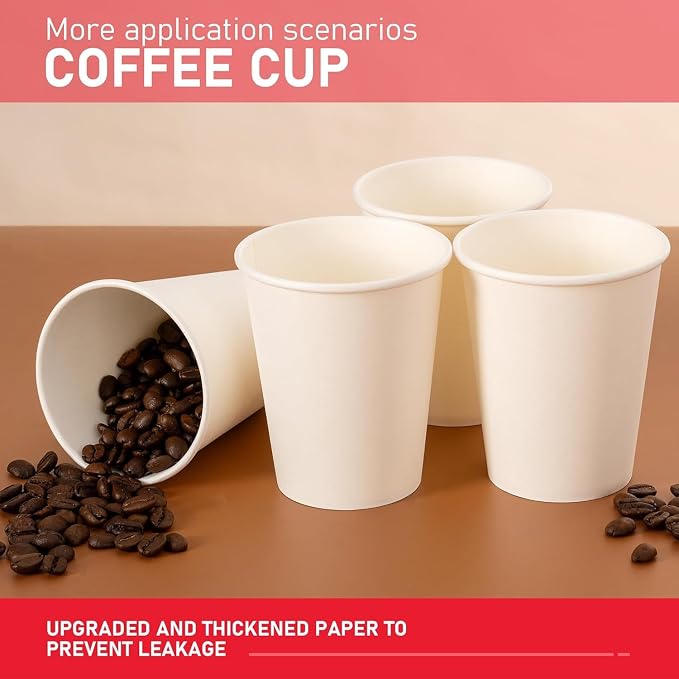100 Pack 8 oz Paper Cups, Disposable Coffee Cups, or Juice - Image 7