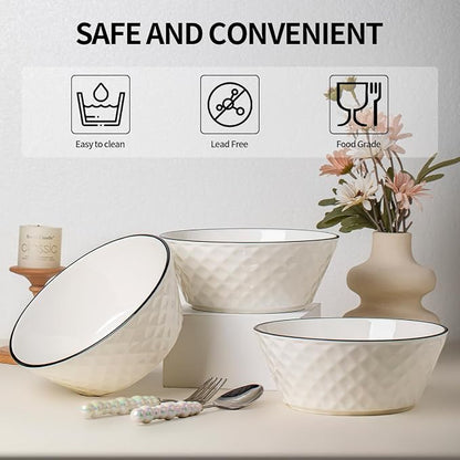 Yeacccng Deep Soup Bowls Set of 3, 46oz Large Cereal Bowls, Large Soup Bowl - Image 5