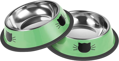 Serentive 2 Pcs Non-Slip Stainless Steel Small Cat Food Bowls by Serentive