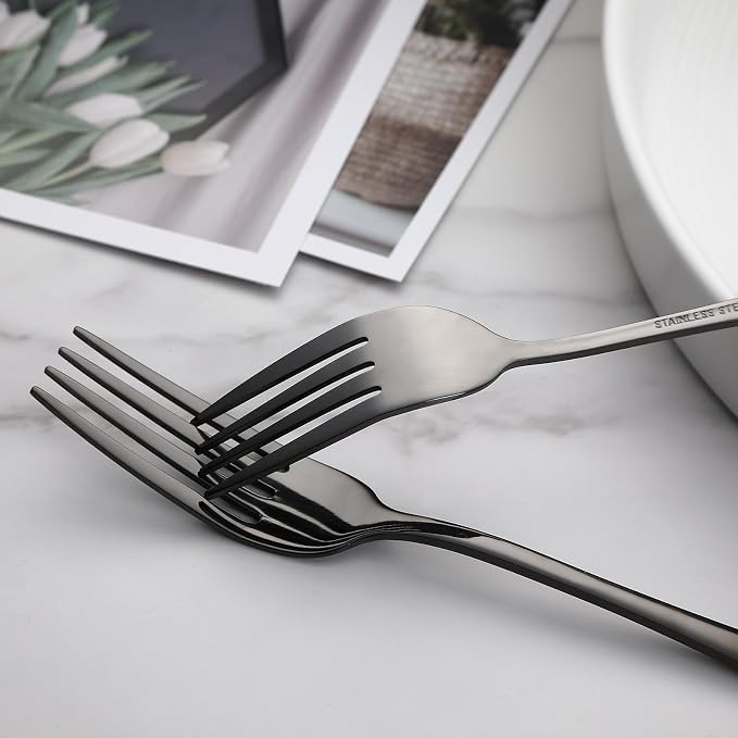 VANDBAO Black Flatware Cutlery Silverware Set 20 Pieces, Stainless Steel - Image 5