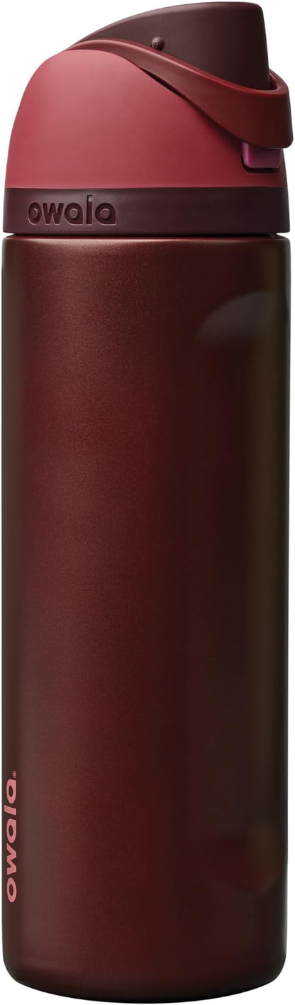 Owala FreeSip Stainless Steel Water Bottle 24 oz Black Cherry - Image 4