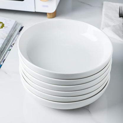 Selamica Porcelain 8.6 inch Salad Pasta Bowls, 34 OZ Bowls Plates, Wide and - Image 5
