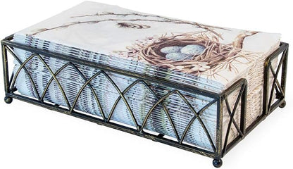 Boston International Arch Design Guest Towel Napkin Holder Caddy, Antique Brass - Image 3