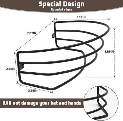 Hat Organizer for Baseball Caps, 2-Pack Black Metal Hat Rack Wall Ball Cap Storage Organizer Hold Up to 30 Caps Hat Holder for Wall Door Closet, Wall Mounted & Adhesive Installation Option