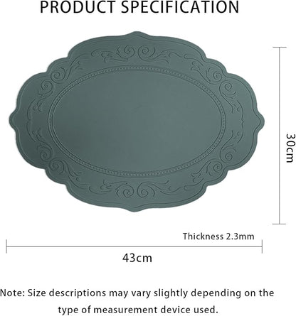 Silicone Placemats Set of 4, Oval Heat Resistant Non-Slip Table Mat, Waterproof Silicone Placemat, Baking Mats, Easy to Clean Table Protector Mat by Siliconty(4, Dark Green)