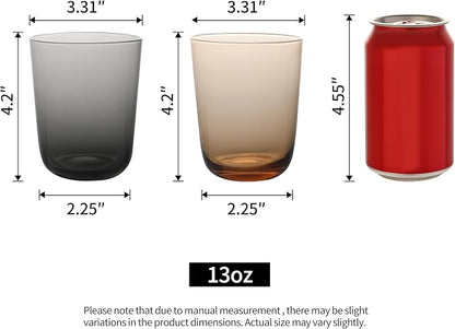 NIRA.Z 13 oz Borosilicate Glass Cups Set of 2, Amber & Grey Two-Tone Drinking - Image 2