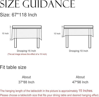ISAENNE Designer Chinoiserie Linen Floral Extra Long Tablecloth Rectangle,White Wrinkle Resistant Table Cloth,Elegant Decor Tablecloths for Dining Thanksgiving Kitchen Party,67"*118"-Daffy
