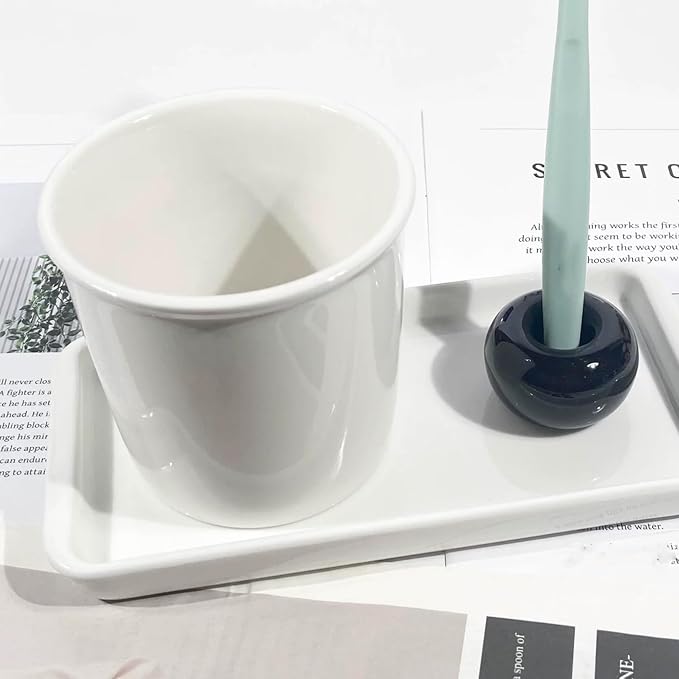 Ceramic household toothbrush cup, 300ml large capacity | Minimalist handle-less - Image 4
