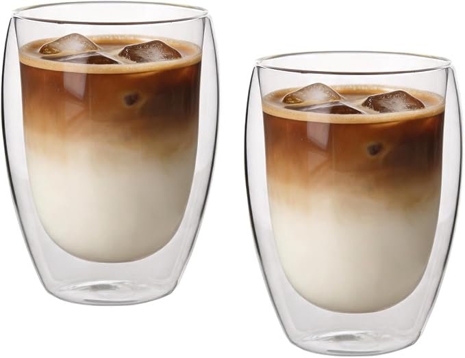 HillSpring Double Walled Glass Coffee Cup, Heat Resistant, Condensation Free by HillSpring