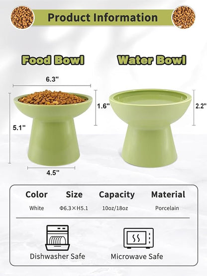 LoeJan Elevated Food and Water Bowls Set, Extra Wide and Raised Ceramic Feeder - Image 2