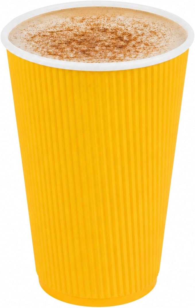 Restaurantware Ripple Wall Coffee Cups 500 Count 16 Ounce Insulated Yellow by Restaurantware