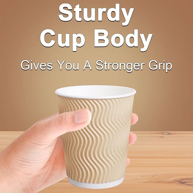 Hot Paper Cups_12 oz Disposable Insulated Corrugated Sleeve Ripple Wall Paper - Image 2