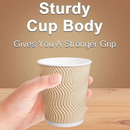 Hot Paper Cups_12 oz Disposable Insulated Corrugated Sleeve Ripple Wall Paper - Image 2