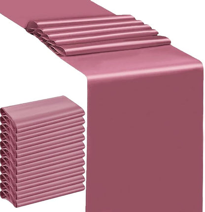 10 Pack Wedding Dusty Rose Table Runners 12 X 108 Inches Satin Mauve Table by SINSSOWL
