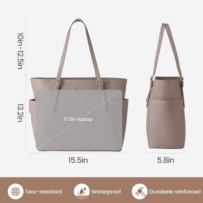 LOVEVOOK Laptop Tote Bag for Women, Leather Work Computer Briefcase Bag | Large - Image 5
